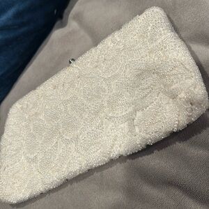 Vintage White Bridal Beaded Clutch